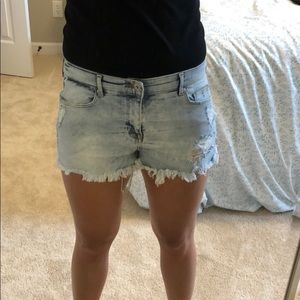 Low Rise Acid Wash Jean Shorts